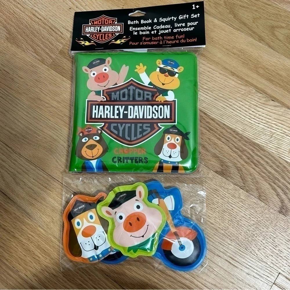 Harley Davidson Chopper Critters Bath Toy Set NEW Kids Baby Toy Book Washable